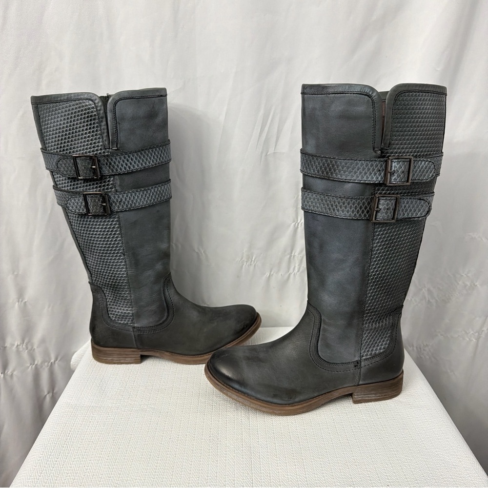 Roan By Bed Stu Date Grey Napa White Tall Leather Boot Women's Size 8 - Picture 11 of 12